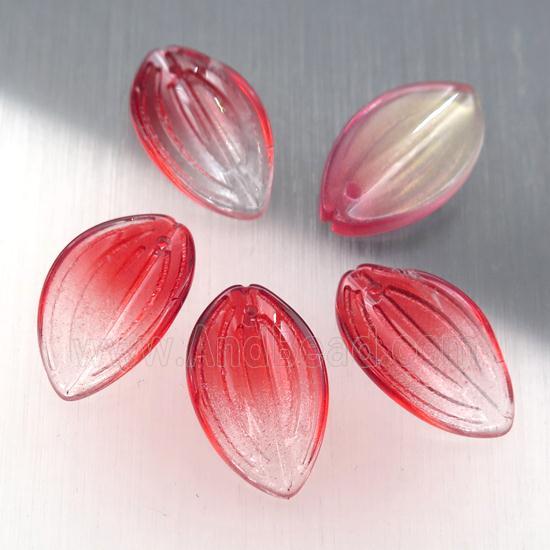 red crystal glass petal beads