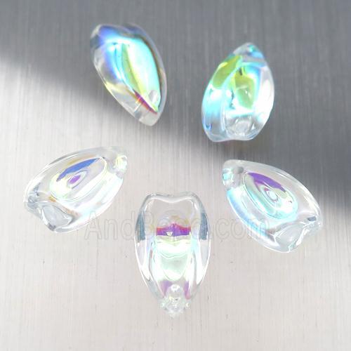clear crystal glass teardrop beads, AB-color electroplated