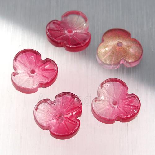 red crystal glass clover beads