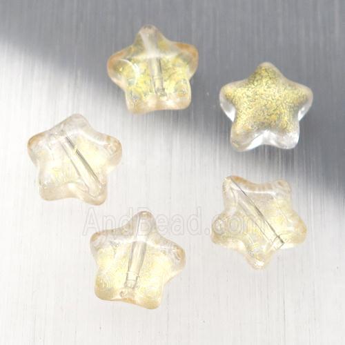 crystal glass star beads, yellow