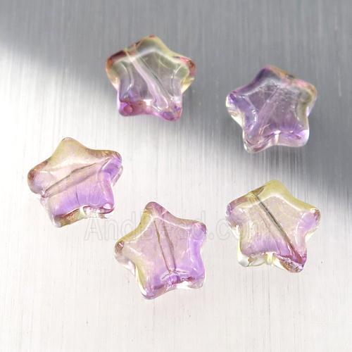 purple crystal glass star beads