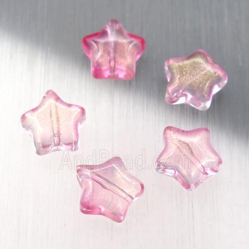 pink crystal glass star beads