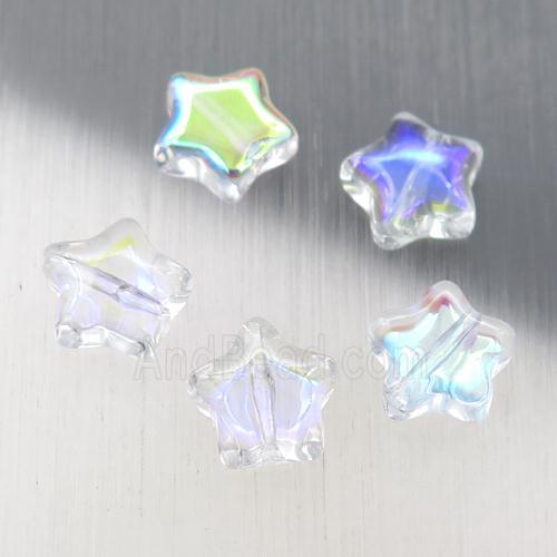 clear crystal glass star beads, AB-color electroplated