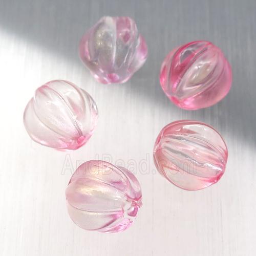 pink crystal glass melon beads