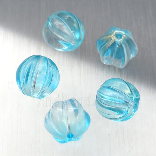 teal crystal glass melon beads