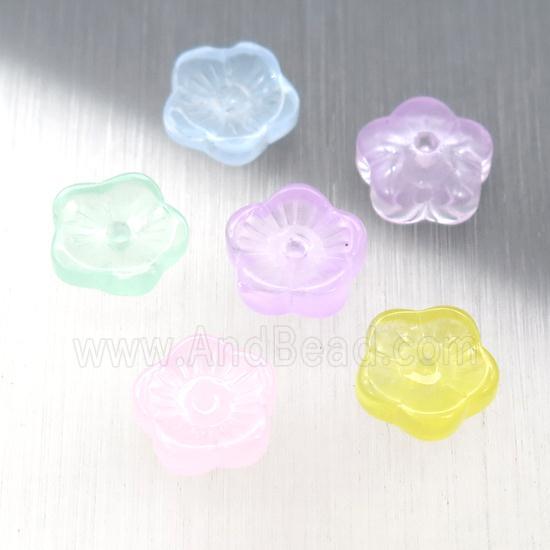 jadeite glass flower capbeads, mixed color