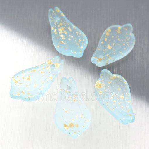 matte jadeite glass petal beads, blue