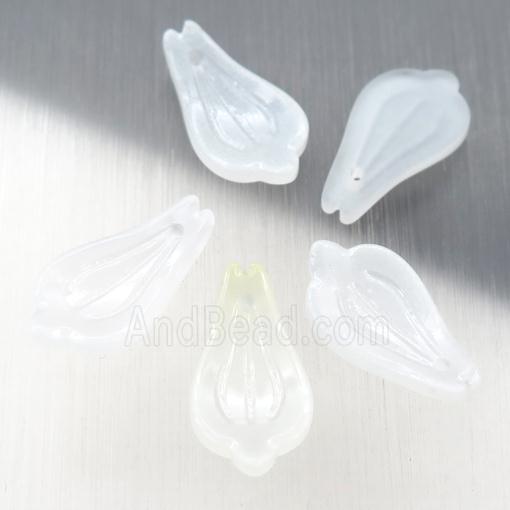 white matte jadeite glass petal beads