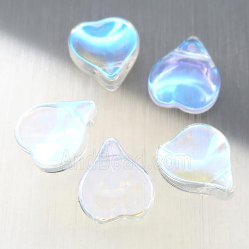 clear jadeite glass teardrop beads, AB-color electroplated