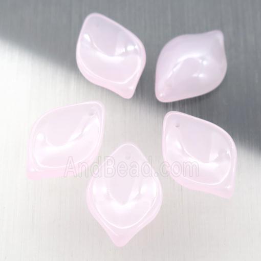 pink jadeite glass leaf beads