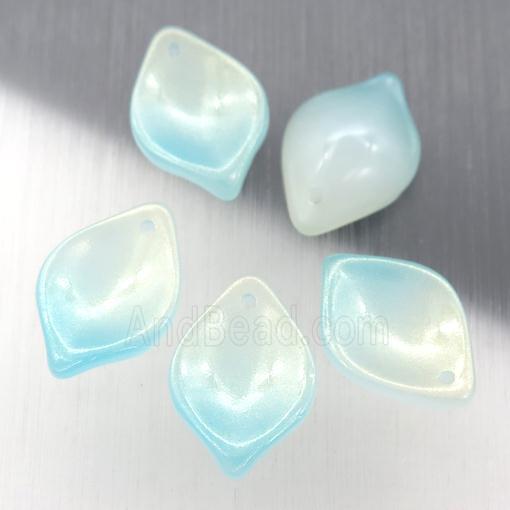 teal jadeite glass leaf beads