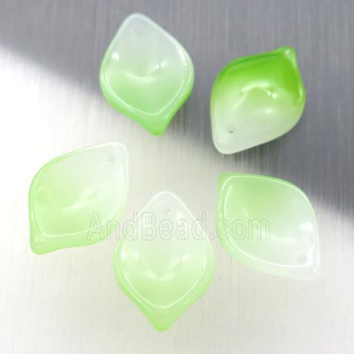 green jadeite glass leaf beads