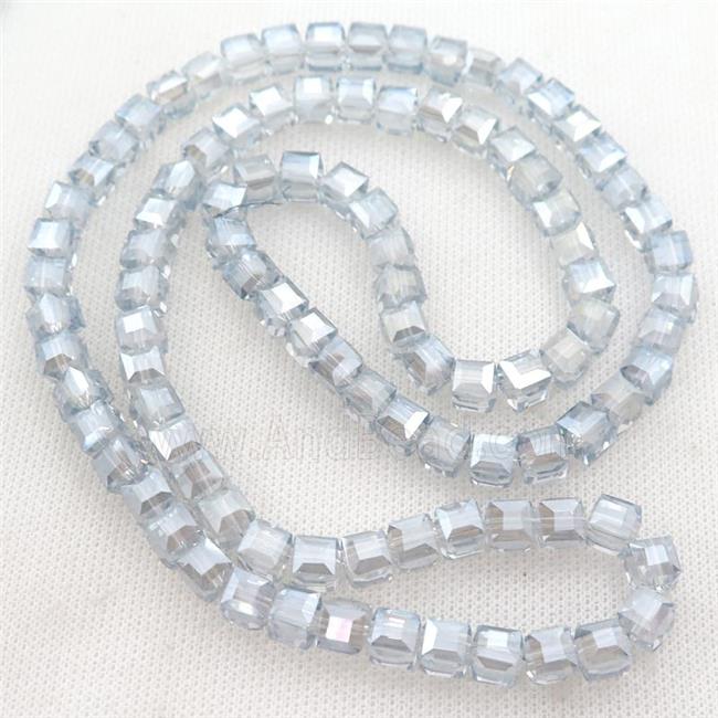 bluegray Chinese Crystal Glass Beads, faceted cube