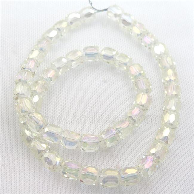 Crystal Glass Beads, faceted barrel