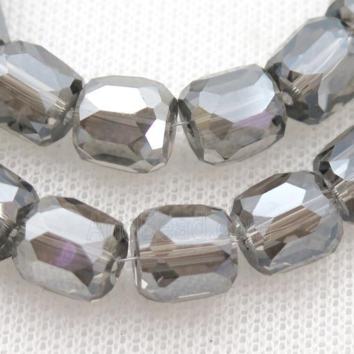 gray Crystal Glass Beads, faceted barrel