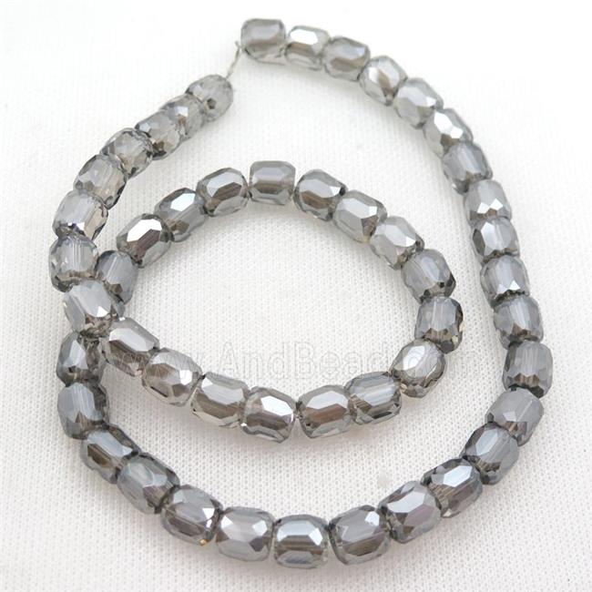 gray Crystal Glass Beads, faceted barrel