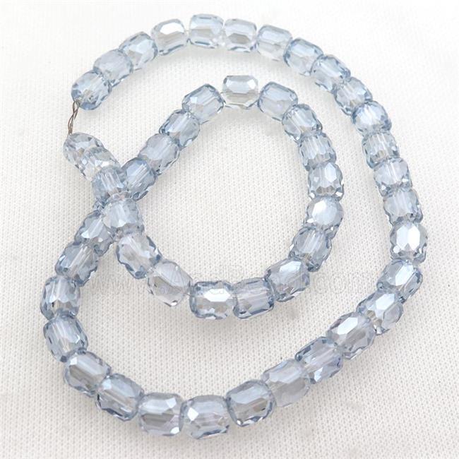 grayblue Crystal Glass Beads, faceted barrel