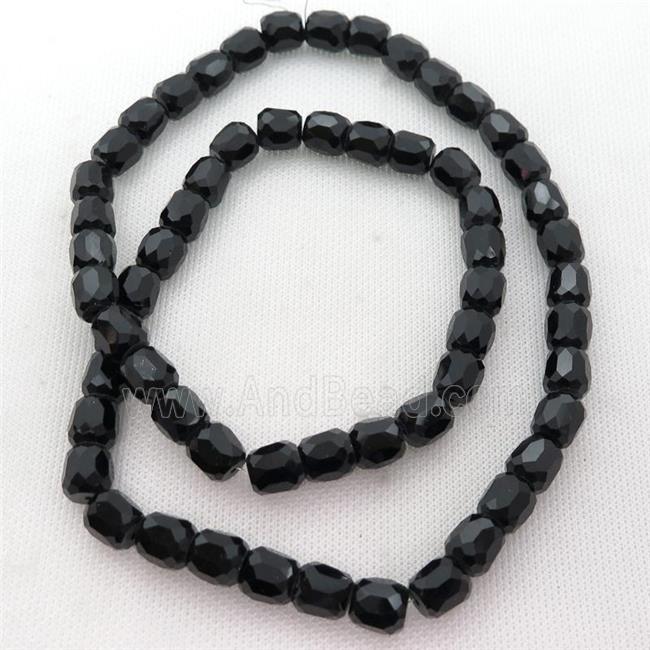 jet Jadeite Glass Beads, faceted barrel