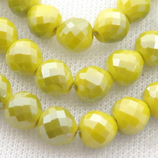 yellow Jadeite Glass Beads, faceted teardrop