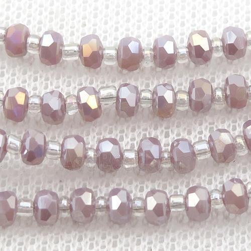 purple Jadeite Glass Beads, faceted rondelle
