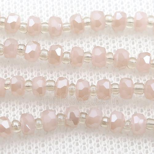 peach Jadeite Glass Beads, faceted rondelle