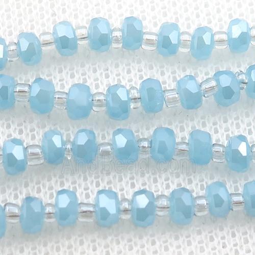 blue Jadeite Glass Beads, faceted rondelle