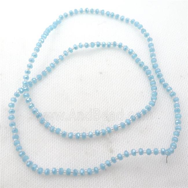 blue Jadeite Glass Beads, faceted rondelle