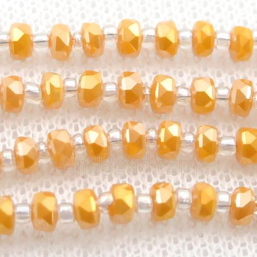 golden Jadeite Glass Beads, faceted rondelle