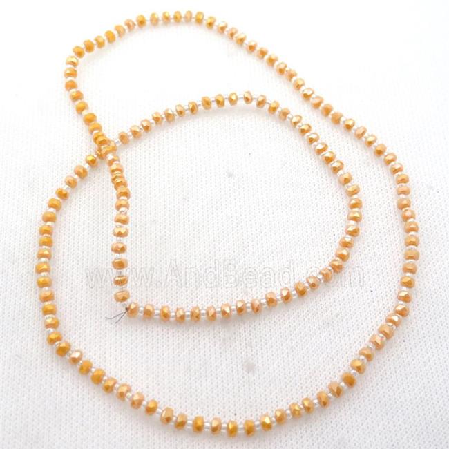 golden Jadeite Glass Beads, faceted rondelle