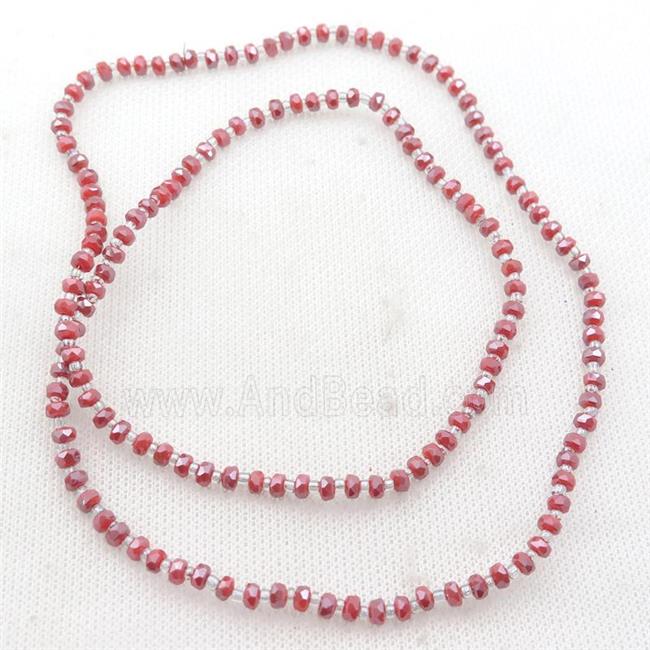 red Jadeite Glass Beads, faceted rondelle