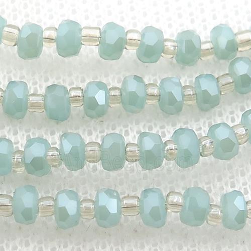 Jadeite Glass Beads, faceted rondelle