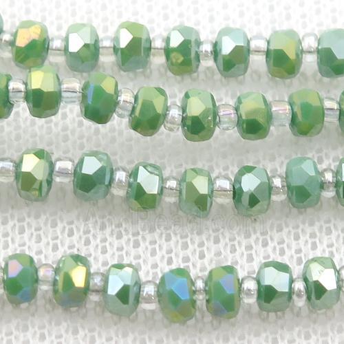 green Jadeite Glass Beads, faceted rondelle