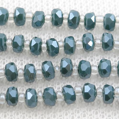 peacockgreen Jadeite Glass Beads, faceted rondelle