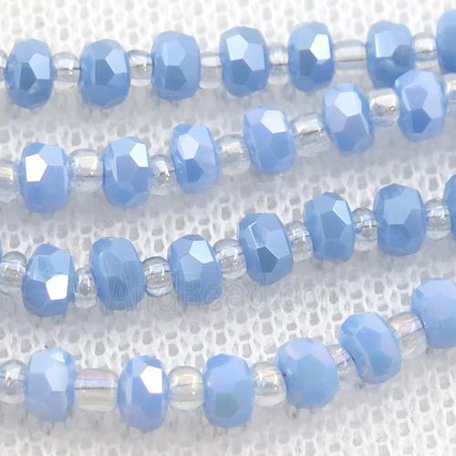 blue Jadeite Glass Beads, faceted rondelle