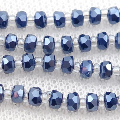 blue Crystal Glass Beads, faceted rondelle