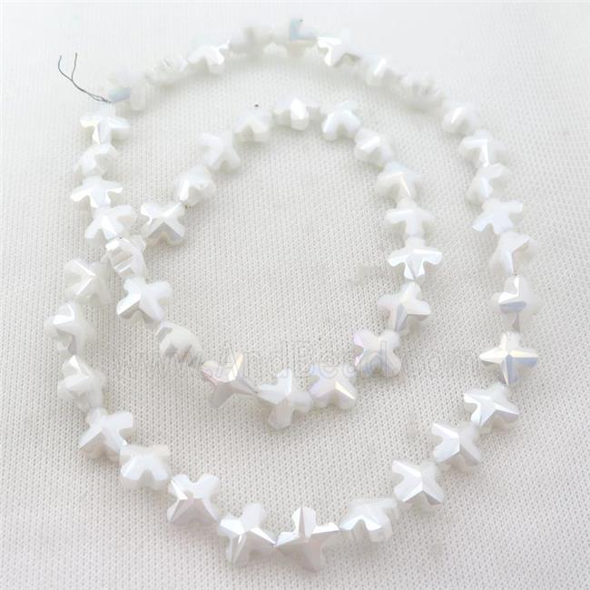 white cream Crystal Glass cross Beads