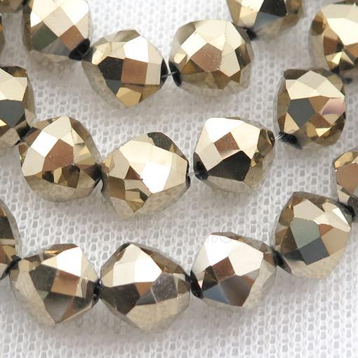 Crystal Glass Beads, freeform, gold plated