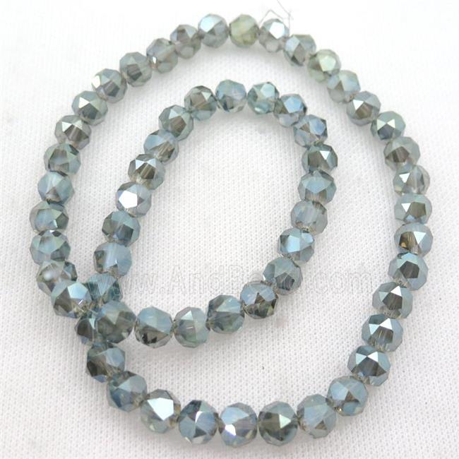 green Crystal Glass Beads, faceted round