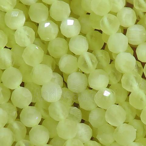 olive Cat eye stone Beads, faceted round