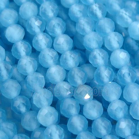 blue Cat eye stone Beads, faceted round
