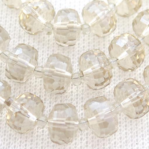 champagne Crystal Glass beads, faceted rondelle