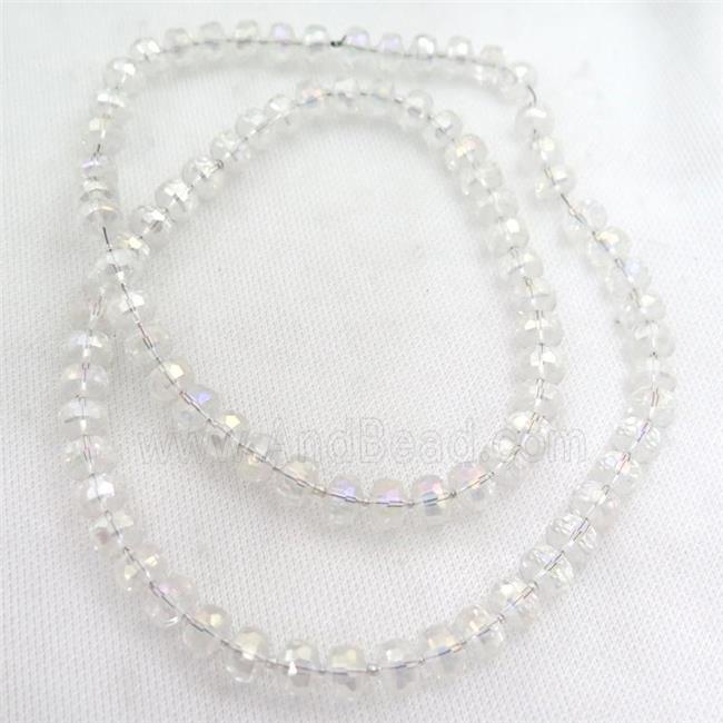 Crystal Glass beads, faceted rondelle, clear AB-color