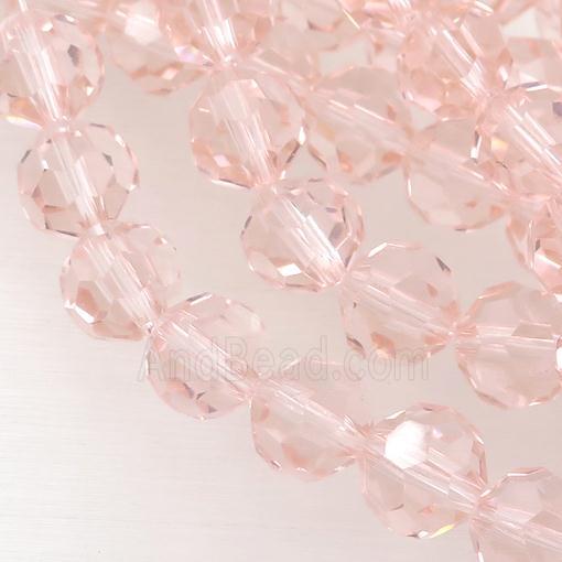 pink Crystal Glass Beads, faceted round