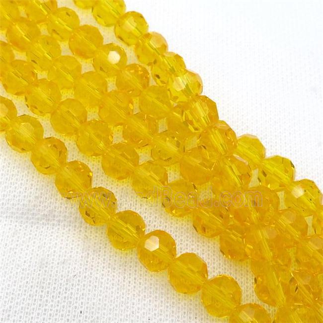 yellow Crystal Glass Beads, faceted round