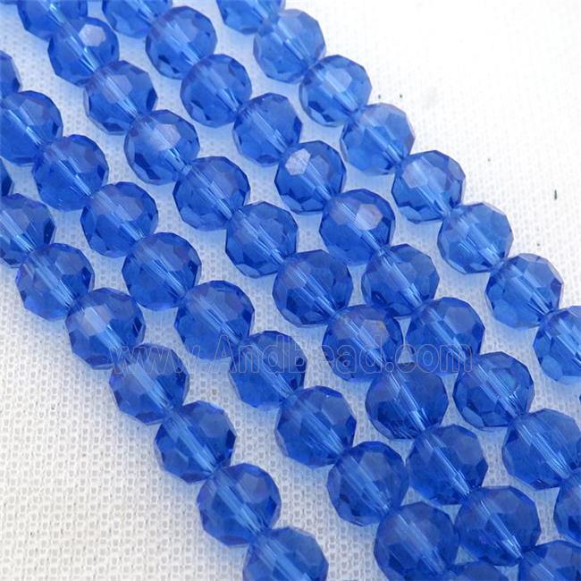 blue Crystal Glass Beads, faceted round