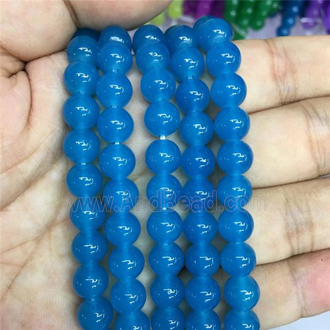 round Jadeite Glass beads, blue