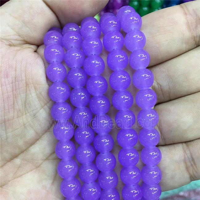 round lavender Jadeite Glass beads