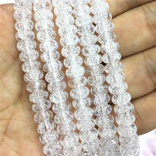 white Crackle Crystal Glass rondelle beads
