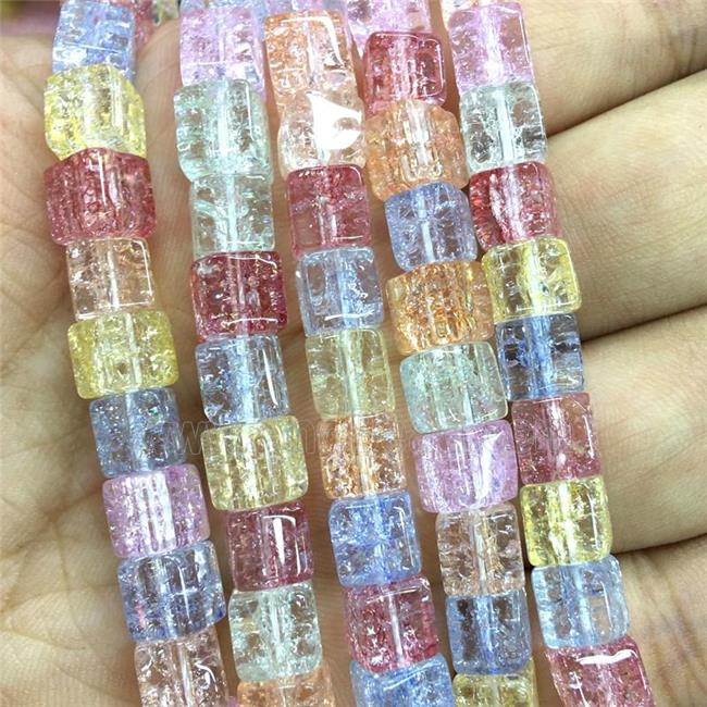 mixed Crackle Crystal Glass cube beads