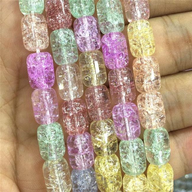 Crackle Crystal Glass barrel beads, mixed